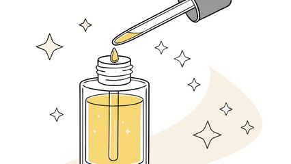 Essential oil dropper bottle vector illustration for skincare beauty and aromatherapy treatment use