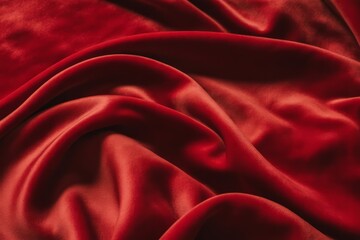 Obraz premium Luxurious Crimson Velvet Fabric with Elegant Drapes and Rich Texture Perfect for High End Design and Fashion Projects