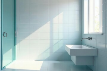 Serene Minimalist Bathroom with Light-Infused Tiles and Modern Vessel Sink