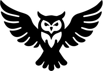 owl in flight silhouette on white background