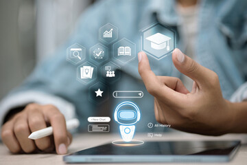 AI Learning Assistant and Educational Chatbot Interface on Tablet