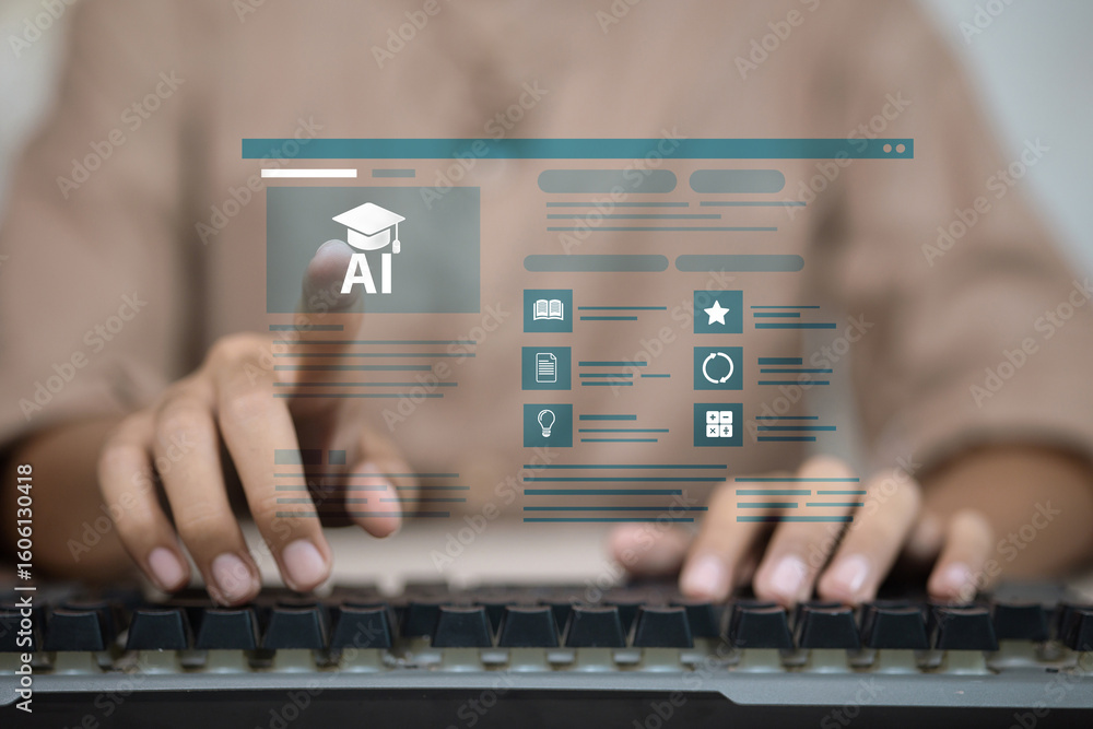 Poster artificial intelligence in education with virtual learning interface