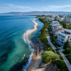 Coastal city view from above