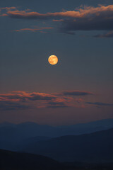 Zenith Moon Illuminating a Serene Landscape with Tranquility and Grace