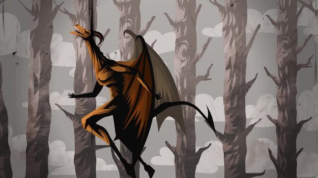 strange jersey devil flying in the forest