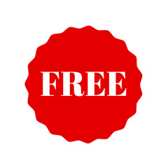 Free label vector illustration. Red badge sticker design with 