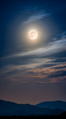 Zenith Moon Illuminating a Serene Landscape with Tranquility and Grace