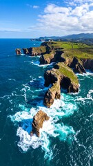 Coastal cliffs and waves