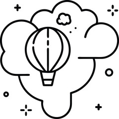 Minimalist Cloud Outline Icon Transparent Vector Line Illustration