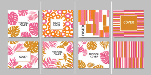 Creative concept of summer bright covers, cards or posters in minimal style for corporate identity, branding, social media ads, promo