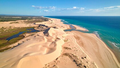 Coastal dunes meet ocean