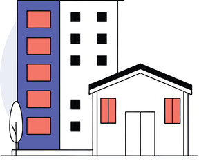 Minimalist Modern Warden House Design Vector Illustration