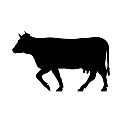 cow Silhouette Illustration isolated on transparent background 