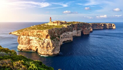 Coastal island with lighthouse
