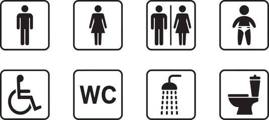 Restroom and Hygiene Icons for Public Facilities