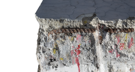 broken realistic concrete wall isolated