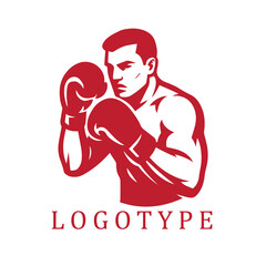A striking black and white logo featuring a male boxer in a powerful fighting stance. With bold lines and sharp contrast, the design conveys strength, readiness, and classic athletic grit.