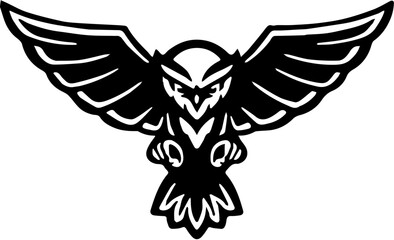 owl in flight silhouette on white background