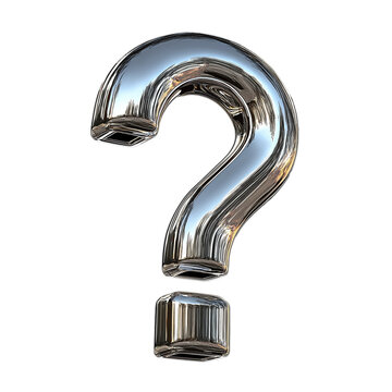 3DCG-style silver question mark, alpha channel