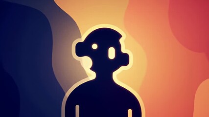 Abstract human silhouette with blob shapes in a warm color scheme