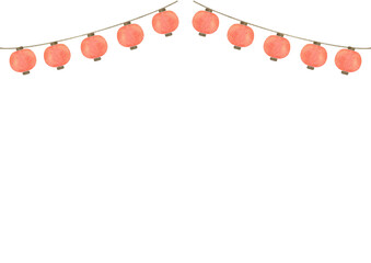 提灯　祭り　水彩　夏　フレームイラスト