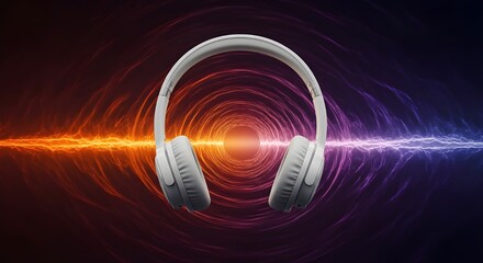 headphones and energetic sound wave