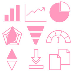 シンプルグラフ系アイコンセット（ピンク）