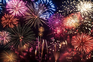 Vibrant Fireworks Display Illuminating The Night Sky