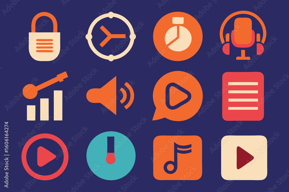Aufkleber vector art of a set of vector icons depicting various audio and media related symbols