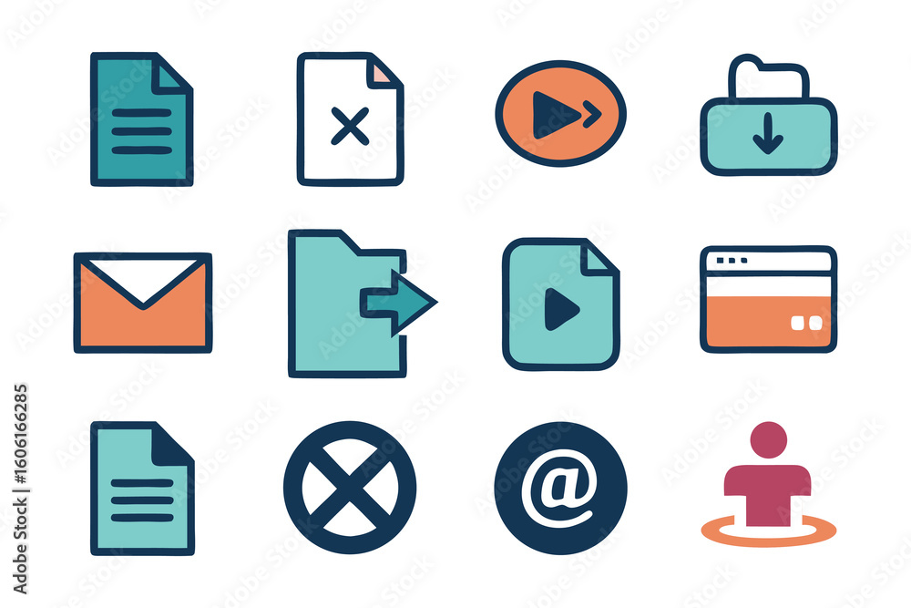 Leinwandbilder Vector art of a set of colorful and modern icons for web and app design isolated on white background
