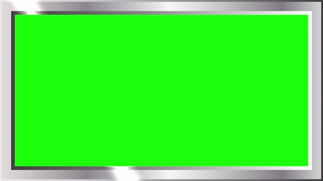 silver photo frame isolated on green screen. 4k video