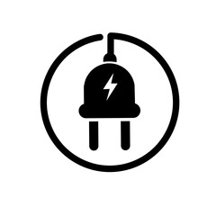 Electric power source socket icon .Electricity wire cord sign. Electrical symbol element. Vector stock illustration.. Electrical plug icon. Charging vector illustration.