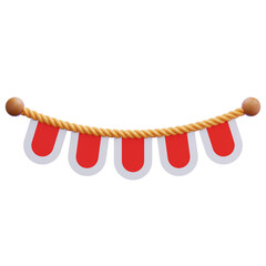 Decorative Party Banner with Red Flags