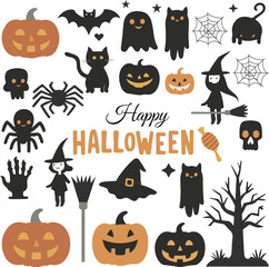 Happy Halloween Cute Vector Icons  Pumpkins, Ghosts, Witches & Spooky Elements