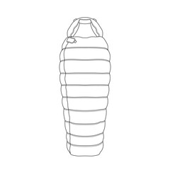 Hand drawn kids drawing Vector illustration camping sleeping bag cartoon isolated
