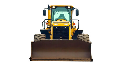 Fototapeta premium High-Performance Yellow Bulldozer Front View for Efficient Earthmoving and Site Grading with Robust Front Blade Ideal for Heavy Construction and Land Clearing Projects in Any Terrain