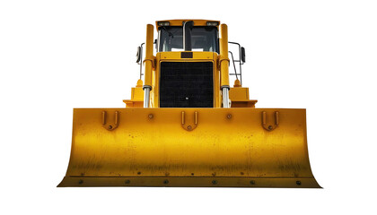 Industrial Bulldozer Front View with Heavy-Duty Blade for Earthworks, Pushing Large Volumes of Soil, and Site Grading on Tough Terrain with Powerful Engine and Reinforced Structural Build