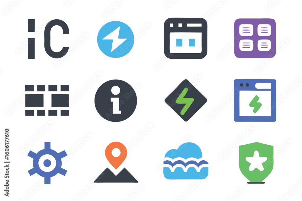 Leinwandbilder Vector art of a set of colorful and modern interface icons for web and mobile applications