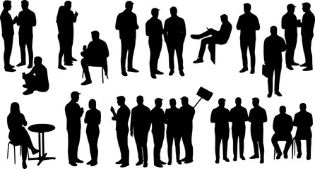silhouettes of groups of people
