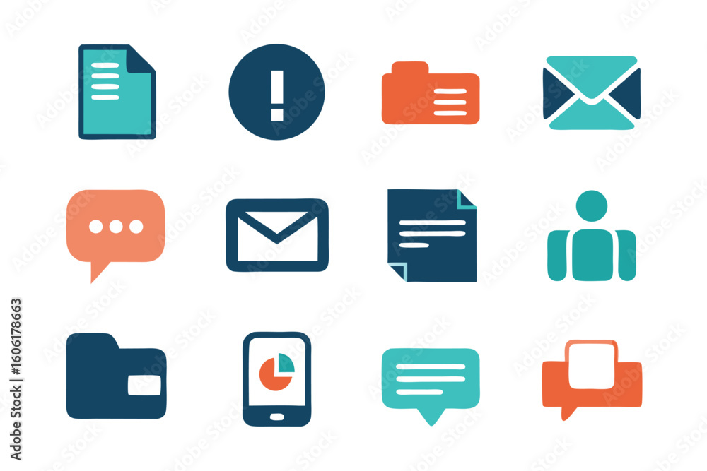 Leinwandbilder Vector art of a set of colorful communication icons isolated on white background for user interface