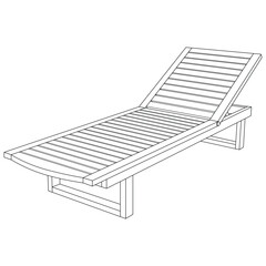 Hand drawn kids drawing Vector illustration sun lounger cartoon isolated
