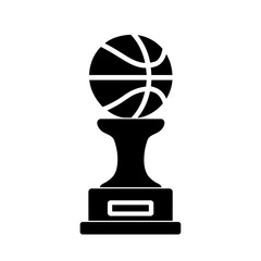 Basketball ball trophy icon in filled black style &ndash; symbol of court conquest