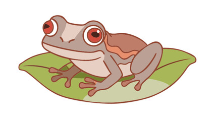 Cute cartoon frog amphibian sitting on a leaf vector illustration for kids and children learning resources