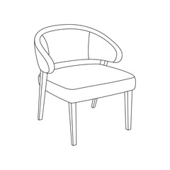 Hand drawn kids drawing Vector illustration tub chair cartoon isolated