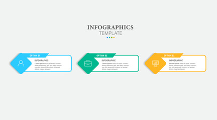 Vector infographic flat template, diagram, graph, presentation. Business concept with 3 options. For content, flowchart, steps, timeline, workflow, marketing.