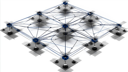 Zero trust architecture. Network visualization with trusted zones omitted in a digital format.