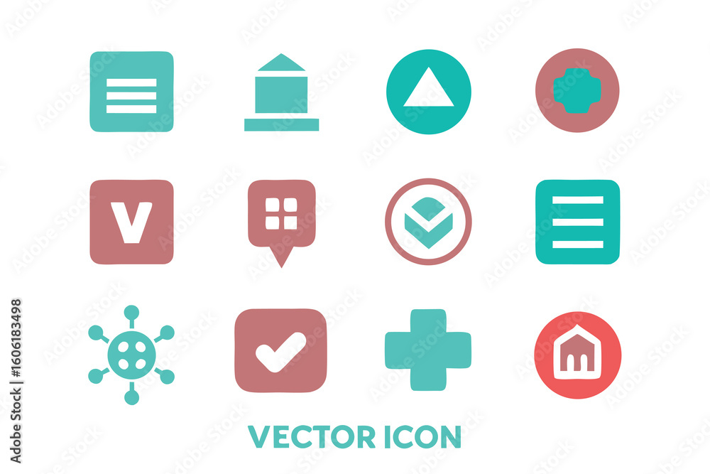 Poster vector art of a set of simple and modern vector icons isolated on white background