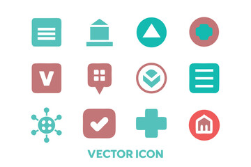 Vector art of a set of simple and modern vector icons isolated on white background