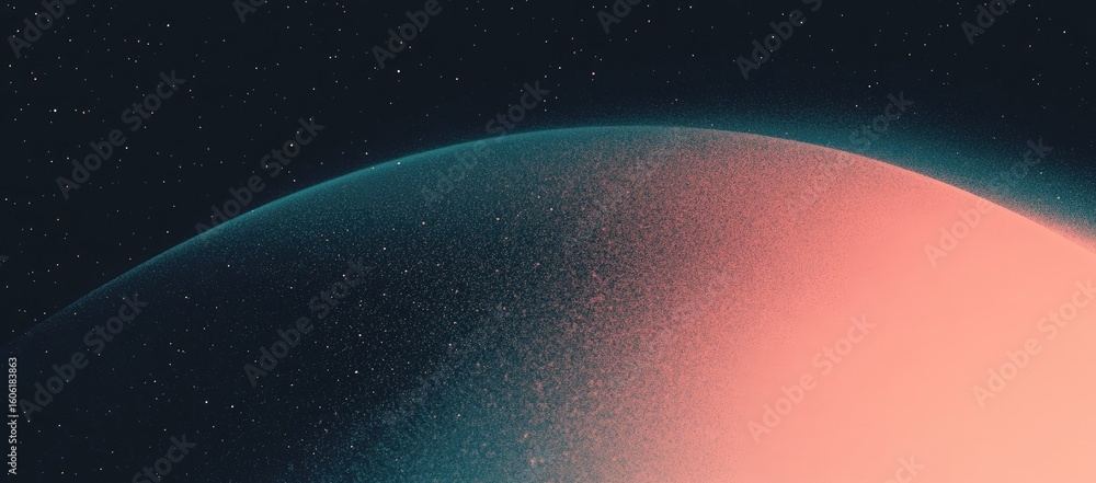 Poster abstract gradient space background with stars and planet surface texture design