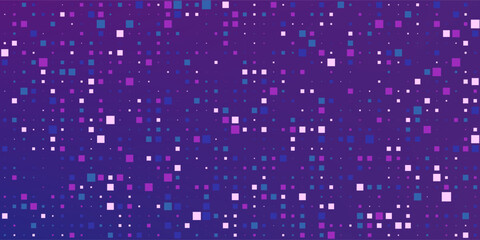 Purple abstract pixel texture bg video screen. Tv pattern background with square noise effect. Futuristic broadcast neon gradient banner for television. Modern vhs led static display elementon